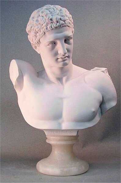 Hermes Bust Large Size Marble Sculpture Hera at Olympia Found Replica